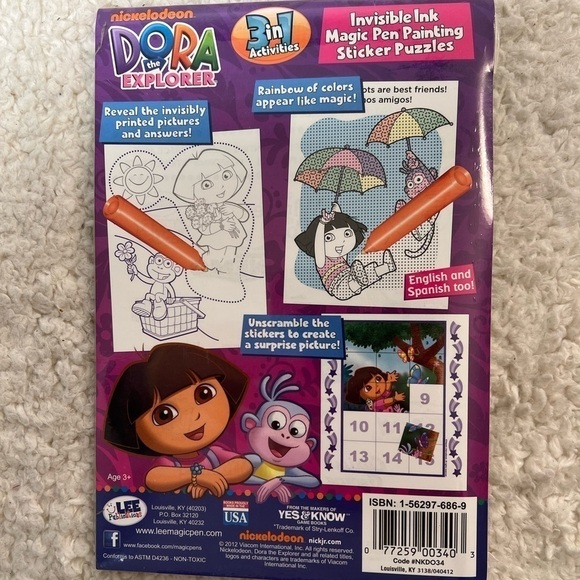 Nickelodeon Dora the Explorer Invisible Ink Magic Pen Painting Activity Books - Picture 3 of 9